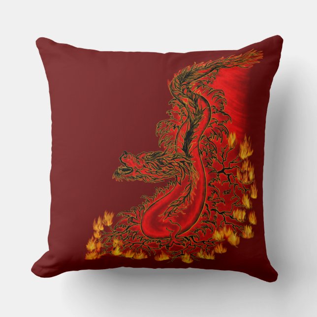 China Dragon red and gold design Kussen (Voorkant)