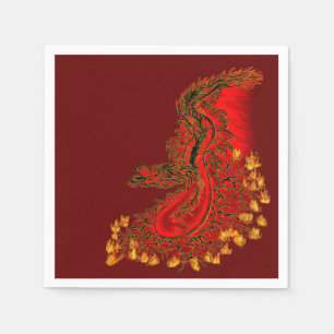 China Dragon red and gold design Servetten
