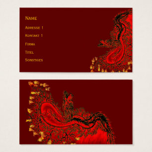China Dragon red and gold design Visitekaartjes