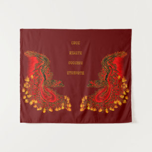 China Dragon red and gold design Wandkleed