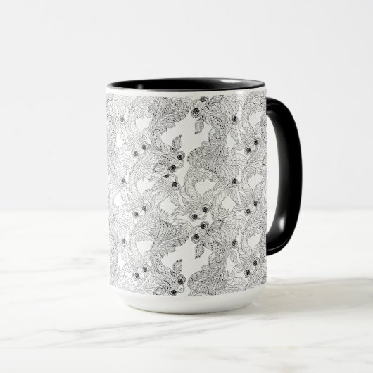 China Fish Doodle Mok (Voorkant rechts)