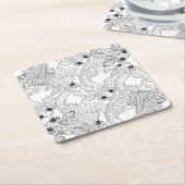 China Fish Doodle Vierkante Kartonnen Onderzetter (Schuin)