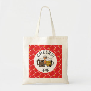 CHINA FLAG 干 杯 Beers Cheers Cartoon Tote Bag