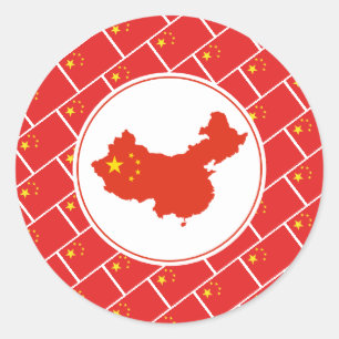 CHINA FLAG Chinese Map Stylish Patriotic Ronde Sticker