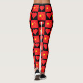China Flag Heart Pattern Cute Patriotic Chinese Leggings (Achterkant)