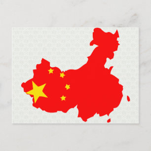 China Flag Map - volledige grootte Briefkaart