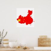 China Flag Map - volledige grootte Poster (Keuken)