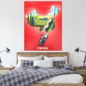 China geïllustreerde kaart reisposter canvas afdruk (Insitu (Slaapkamer))