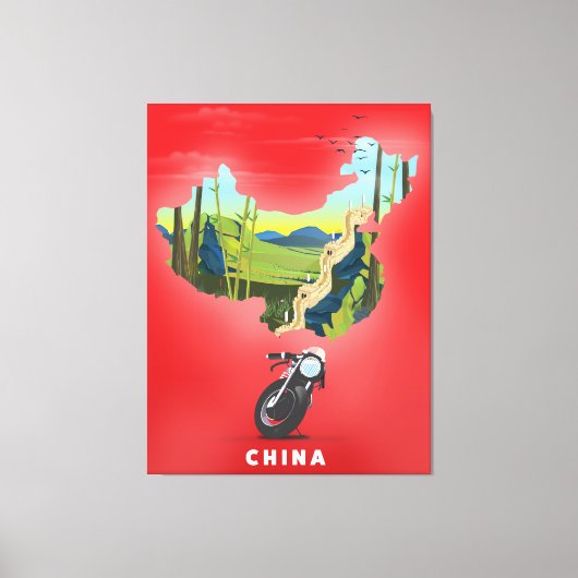 China geïllustreerde kaart reisposter canvas afdruk (Voorkant)