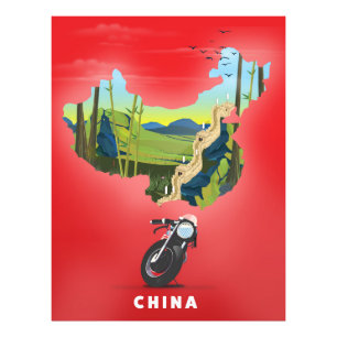 China geïllustreerde kaart reisposter foto afdruk