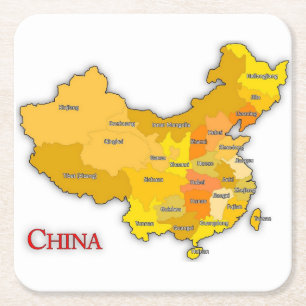 China Kaart Onderzetters: Global Connections Vierkante Kartonnen Onderzetter