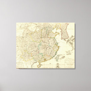 China, kaart van de Koreaanse atlas Canvas Afdruk
