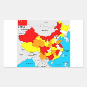 china - land politieke kaart rechthoekige sticker
