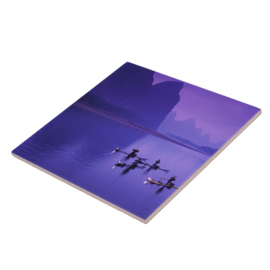 China, Li River. aalscholvervissers. Tegeltje (Zijkant)