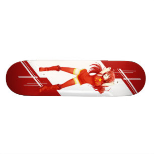 China Manga meisje gekleed in vlag - Chinees- Skateboard