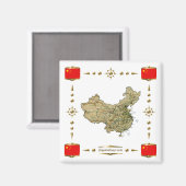 China Map + Flags Magnet Magneet (Voorkant / Achterkant)