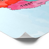 China Map waterverf kunst Poster (Hoek)