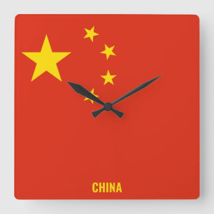 China National Flag Patriotic Vierkante Klok