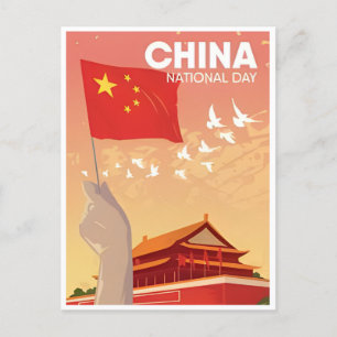 China nationale dag Vintage reizen retro toerisme Briefkaart