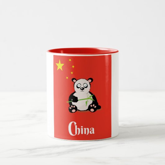 China Panda-reisposter. Tweekleurige Koffiemok (Center)
