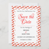 CHINA Patriottische traditionele bruiloft 婚礼 Save The Date (Voorkant)