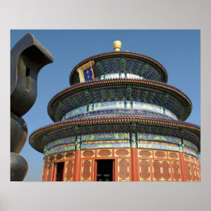 China, Peking, Tempel van de Hemel, Chinese urn in Poster