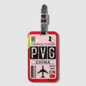 China PVG Airport Code Bagagelabel (Voorkant (verticaal))