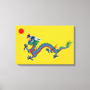 China Qing Dynasty Flag (Chinese draak) (Aziatisch Canvas Afdruk
