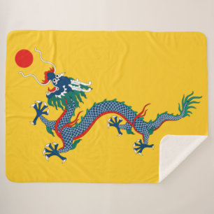 China Qing Dynasty Flag (Chinese draak) (Aziatisch Sherpa Deken