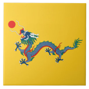 China Qing Dynasty Flag (Chinese draak) (Aziatisch Tegeltje