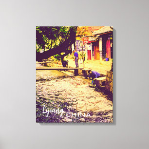 China reist met Lijiang Yunnan Canvas Afdruk