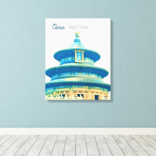 China reistempel van de hemel canvas afdruk (Insitu (Houten vloer))