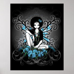 China Retro Blauwgroen Lilly Afro Fae Poster