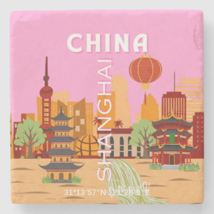 China Shanghai Reis Kunst Stenen Onderzetter