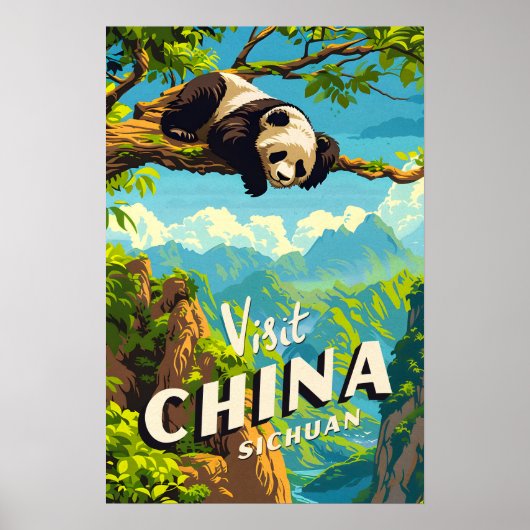 China Sichuan Panda Travel Poster Wall Art (Voorkant)
