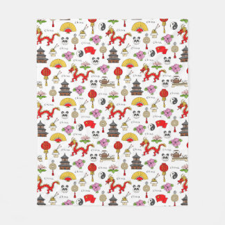 China Symbols Patroon Fleece Deken