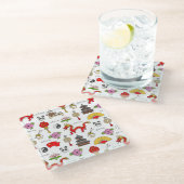 China Symbols Patroon Glazen Onderzetter (Schuin)