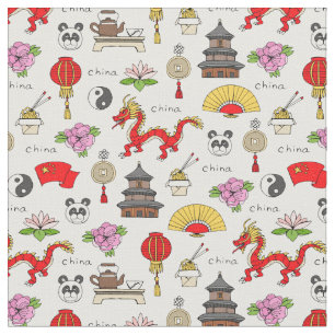 China Symbols Patroon Stof