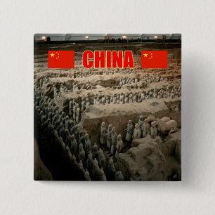 CHINA Terracotta Army Vierkante Button 5,1 Cm