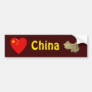 China Vlag Hart + Landkaart Bumpersticker