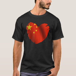 China Vlag op vorm van hart Chinees China T-shirt