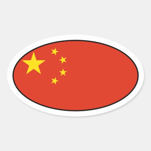 China Vlag Ovale Sticker (Voorkant)