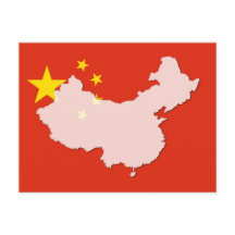 China vlag plattegrond briefkaart