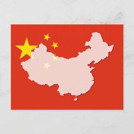 China vlag plattegrond briefkaart (Voorkant)