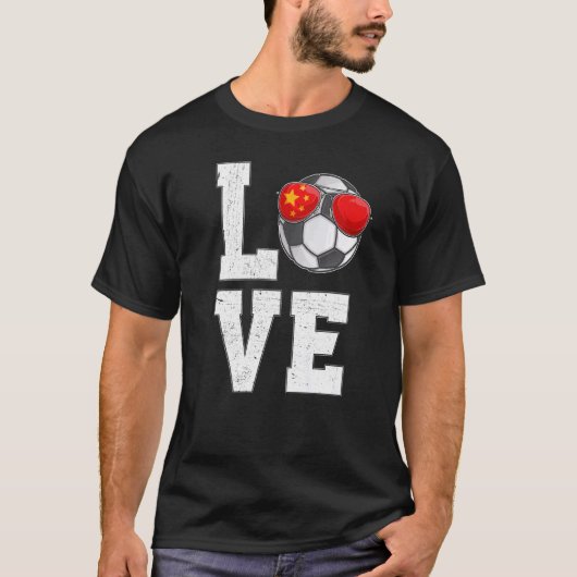China Voetbal Liefde Chinese Fan Vlag T-shirt (Voorkant)