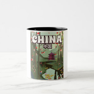 China Water Gardens cartoon poster Tweekleurige Koffiemok
