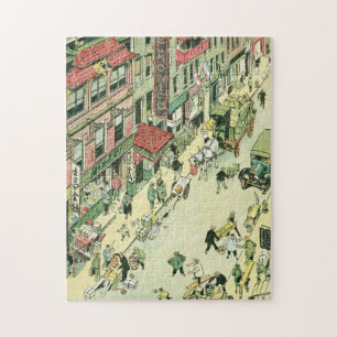 Chinatown NY Manhattan street scene Tony Sarg Legpuzzel