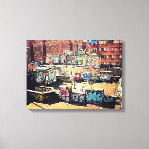 Chinatown Rooftop Graffiti Canvas Afdruk