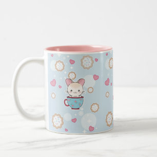 Chinchilla de Kawaii dans la tasse de thé avec les