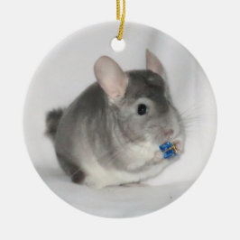 Chinchilla met cadeau keramisch ornament